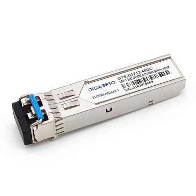 1.25G SFP 100GHz 1000BASE-DWDM C17 ~ C61 Mô-đun thu phát sóng LC SMF song công 40 km DOM