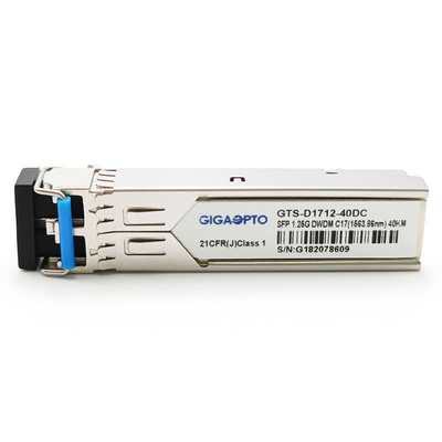 1.25G SFP 100GHz 1000BASE-DWDM C17 ~ C61 Mô-đun thu phát sóng LC SMF song công 40 km DOM