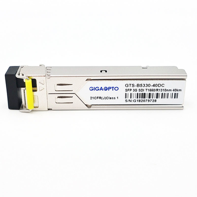 3Gbps MSA SMPTE SFP BiDi TX1550nm RX1310nm Mô-đun bộ thu phát 40km cho SD / HD / 3G-SDI LC SMF DDM