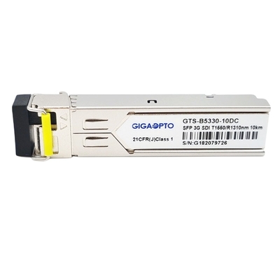 Chế độ đơn 3Gb / S Mô-đun BiDi SFP TX1550nm RX1310nm 10km Mô-đun thu phát mô hình bệnh lý video DDM MSA